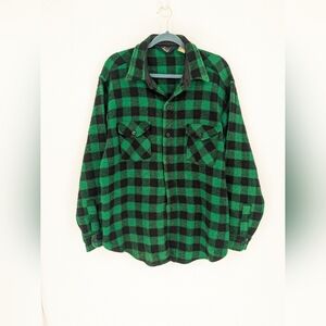 Vintage Classic Woolrich Buffalo Check Pattern Flannel Shirt Wool Size XL